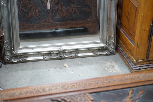 A Victorian style rectangular silvered wall mirror, width 86cm, height 118cm